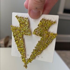 Yellow Crystal Lightning Bolt Earrings